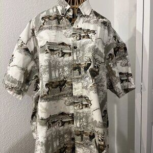 Men's Red Head Outdoor Short Sleeve Button Down 100% XL Cotton Shirt